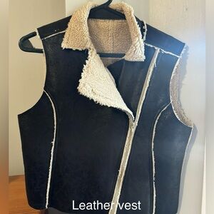 Brown leather vest